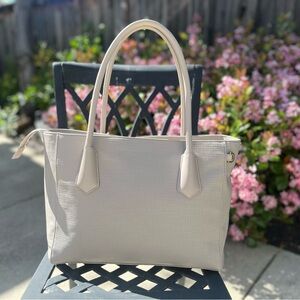 ‼️SALE‼️ DAGNE DOVER $275 Legend Signature Tote Coated Canvas Cream Handbag